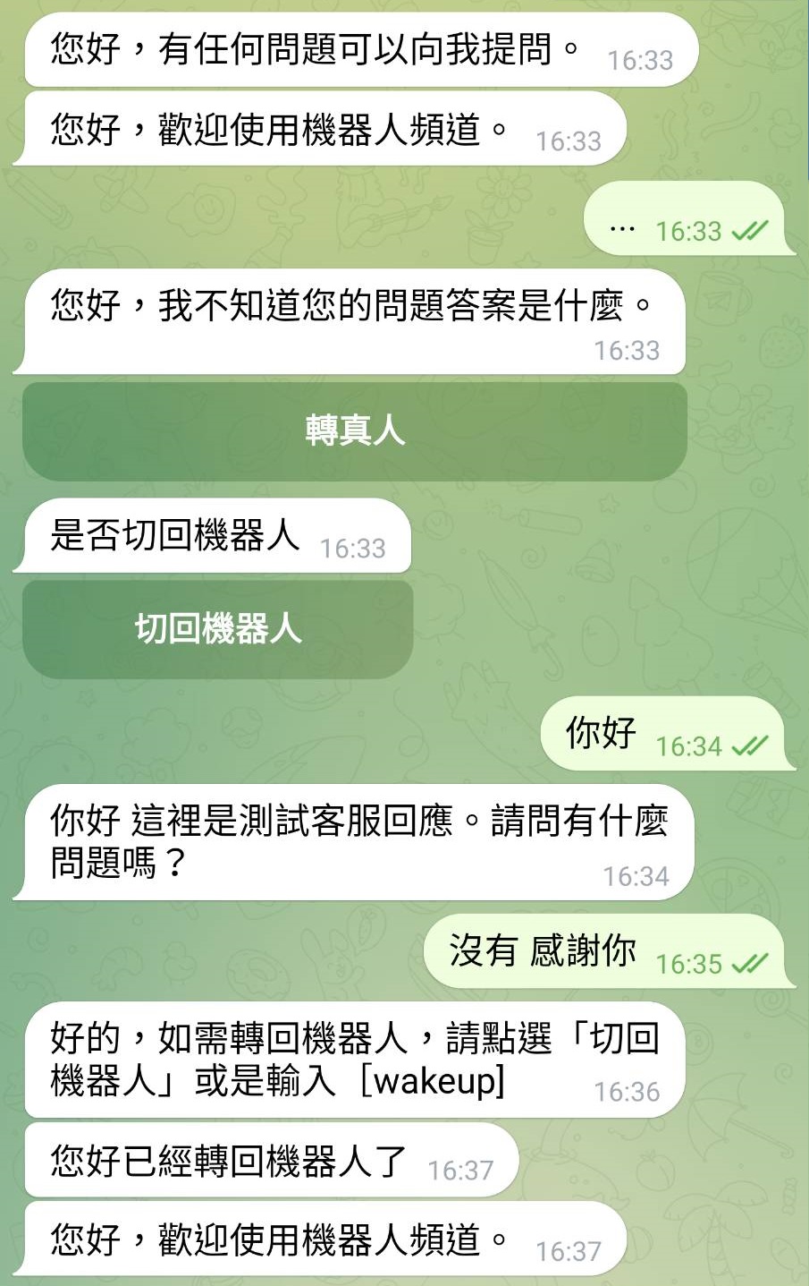 Telegram真人客服問句